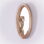 Oval mirror, carved wood frame