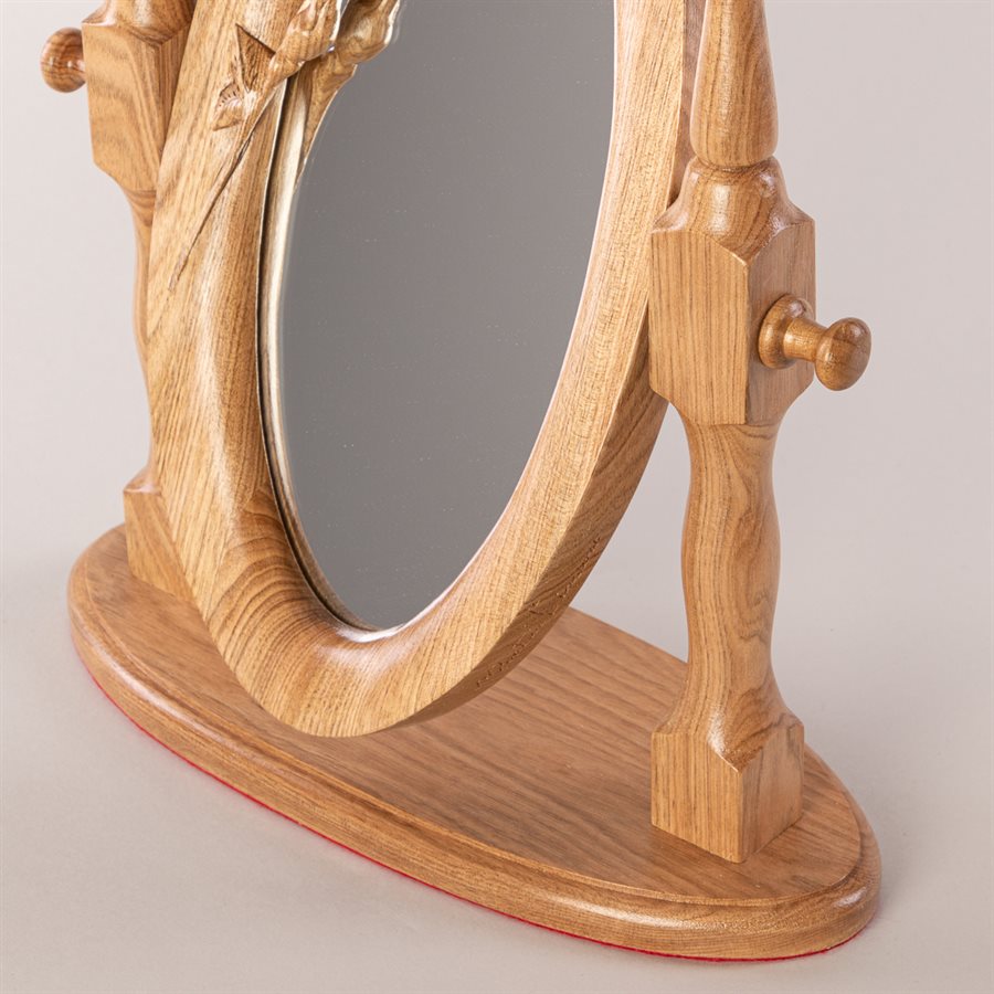 Miroir à bascule en bois sculpté, couronne de roses Miroir à bascule en bois sculpté, couronne de roses