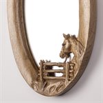 Miroir ovale en bois sculpté, modèle cheval