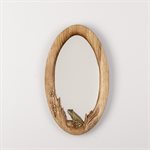 Oval carved wooden mirror, frog design