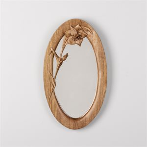 Miroir ovale en bois sculpté, modèle fleur