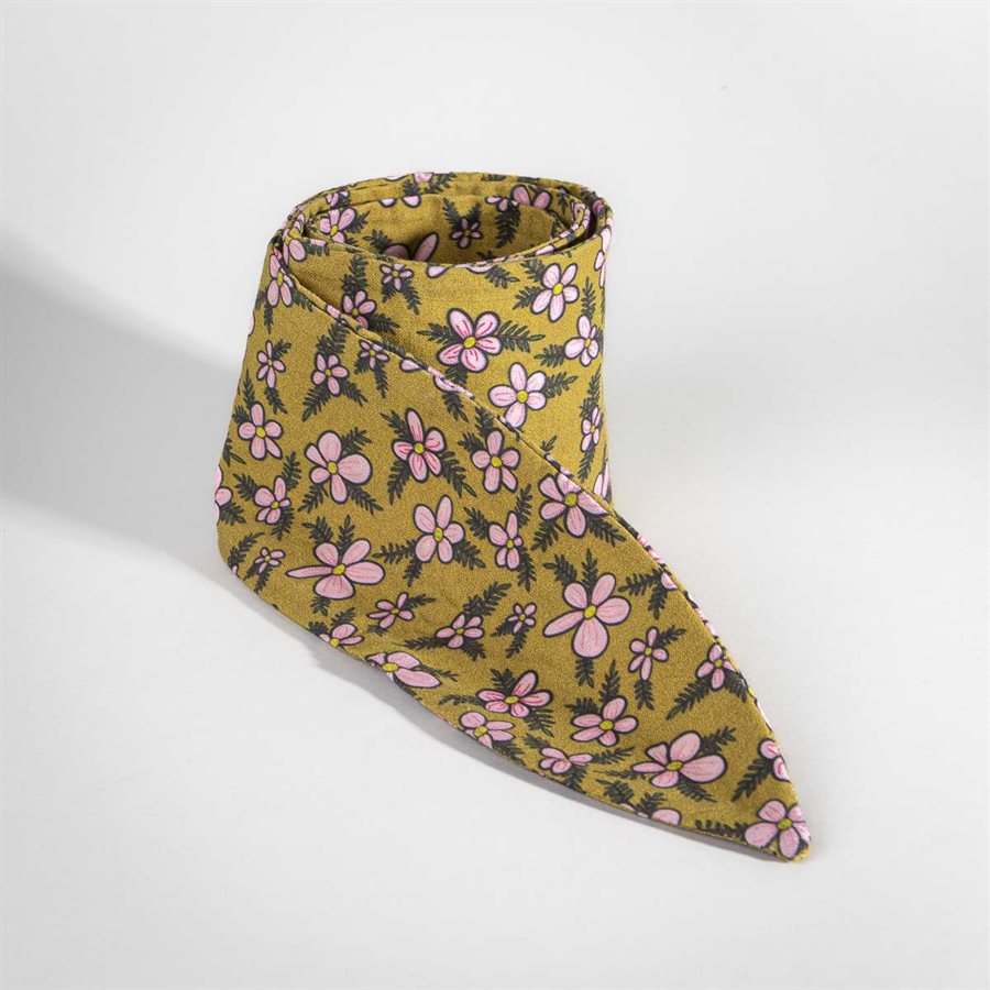 Bandeau à cheveux à nouer en coton - Fleur rose brun
