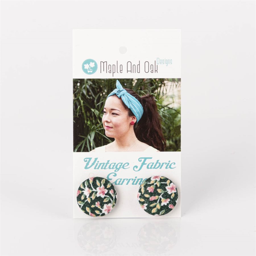 Boucle d'oreille en tissus sur tige 1 Boucle d'oreille en tissus sur tige 1