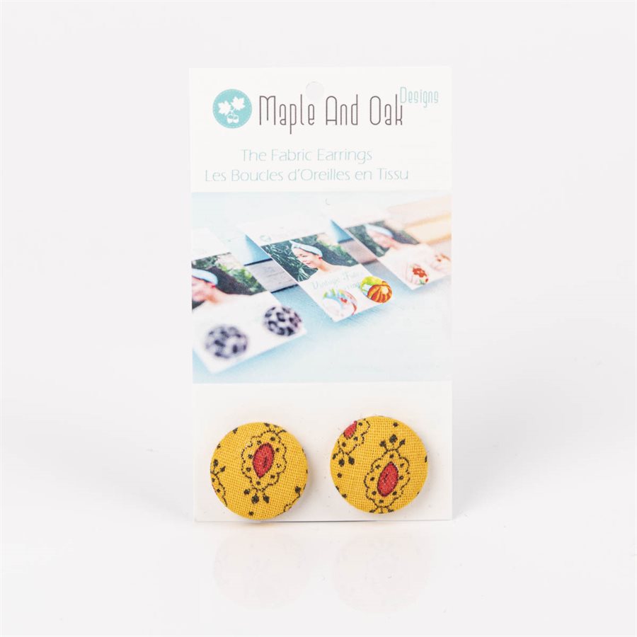 Boucle d'oreille en tissus sur tige 8 Boucle d'oreille en tissus sur tige 8