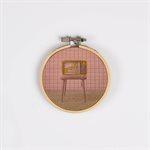 Small wall embroidery on printed textile - Television