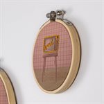 Small wall embroidery on printed textile - Television