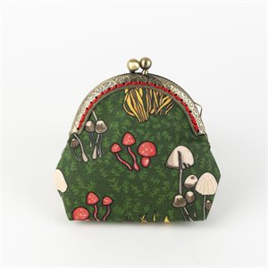 Fabric pouch with metal clasp Champignons