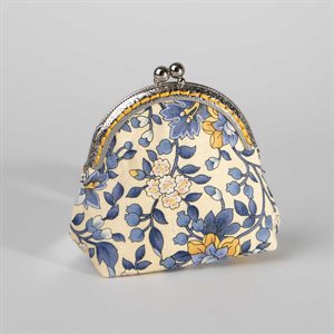 Pochette en tissus avec fermoir métallique Floral bleu jaune