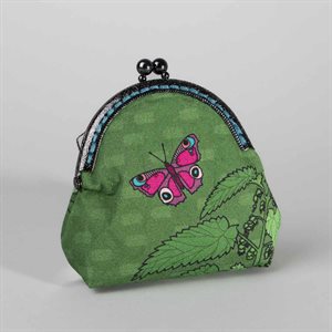 Pochette en tissus avec fermoir métallique Papillon rose
