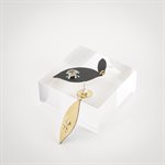 Leaf earrings with labradorites in brass