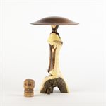 Handcrafted wooden sculpture – decorative mushroom made of caragana and sapele