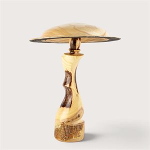 Sculpture artisanale en bois – champignon décoratif en caragana et ébène