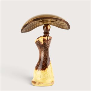 Sculpture artisanale en bois – champignon décoratif en caragana et vinaigrier