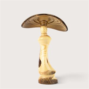 Sculpture artisanale en bois – champignon décoratif en caragana et vinaigrier