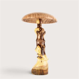 Sculpture artisanale en bois – champignon décoratif en caragana et érable argenté