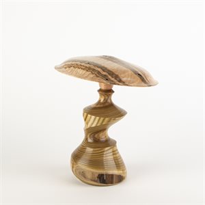 Handcrafted wooden sculpture – Decorative mushroom in staghorn sumac and silver maple