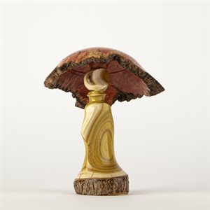 Handcrafted wooden sculpture – Decorative mushroom in smoke tree and boxhorn sumac