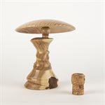 Handcrafted wooden sculpture in Wood – Decorative mushroom in butternut and silver maple