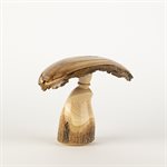 Sculpture artisanale en bois – champignon décoratif en lilas et frêne noir