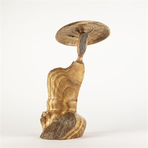 Sculpture artisanale en bois – champignon décoratif en chêne et érable argenté
