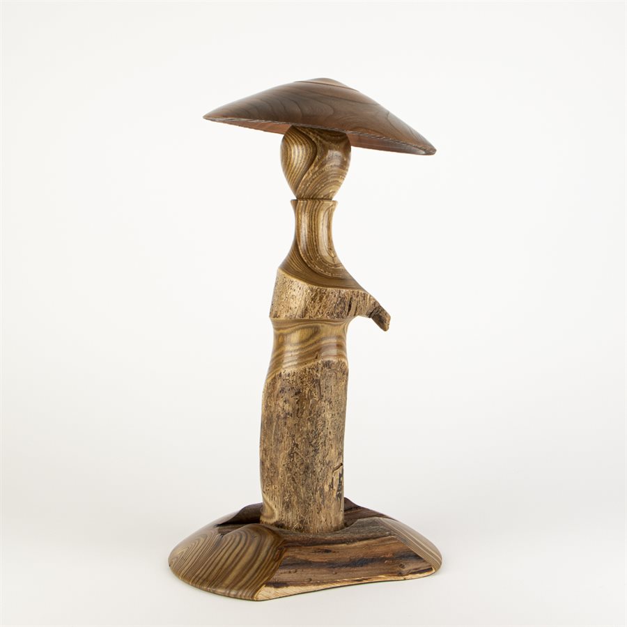Sculpture artisanale en bois – champignon décoratif en cèdre et érable