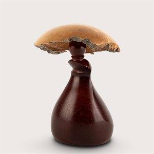 Sculpture artisanale en bois – champignon décoratif en noyer cendré et érable