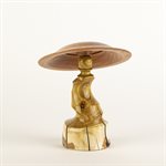 Handcrafted wooden sculpture – decorative mushroom in smoke tree and Spanish cedar