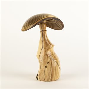 Sculpture artisanale en bois – champignon décoratif en érable cottie et vinaigrier