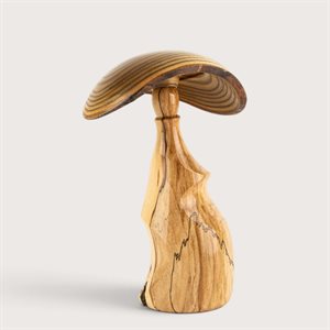 Sculpture artisanale en bois – champignon décoratif en érable cottie et vinaigrier