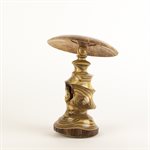 Sculpture artisanale en bois – champignon décoratif en vinaigrier et érable moucheté