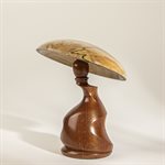 Sculpture artisanale en bois – champignon décoratif en acajou et érable cottié