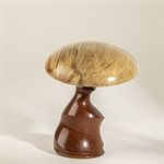 Sculpture artisanale en bois – champignon décoratif en acajou et érable cottié