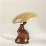 Sculpture artisanale en bois – champignon décoratif en acajou et érable cottié