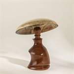 Sculpture artisanale en bois – champignon décoratif en acajou et érable cottié