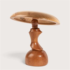 Sculpture artisanale en bois – champignon décoratif en acajou et érable argenté