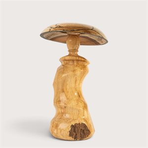 Sculpture artisanale en bois – champignon décoratif en érable piqué et érable argenté