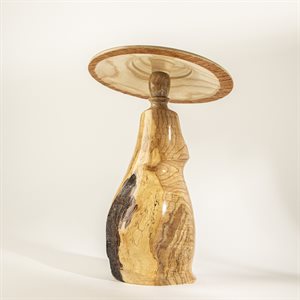 Sculpture artisanale en bois – champignon décoratif en érable à nœuds et frêne blanc