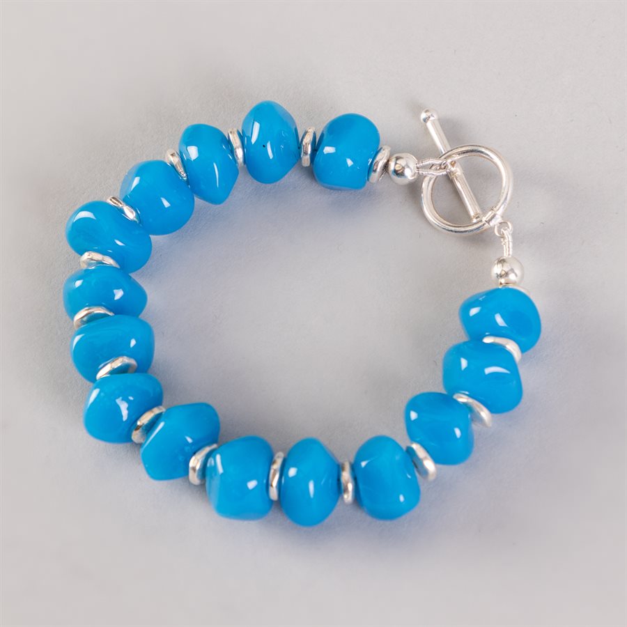 Bracelet en billes de verre façonnées à la flamme Bracelet en billes de verre façonnées à la flamme