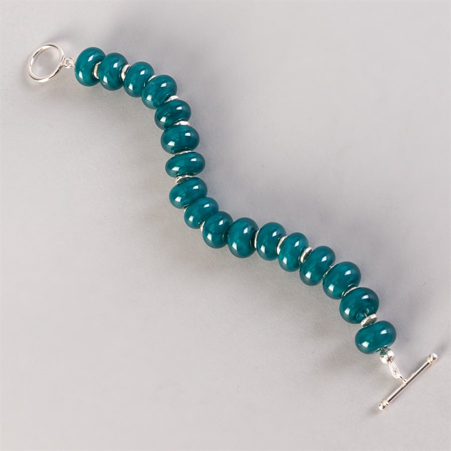 Bracelet en billes de verre façonnées à la flamme Bracelet en billes de verre façonnées à la flamme