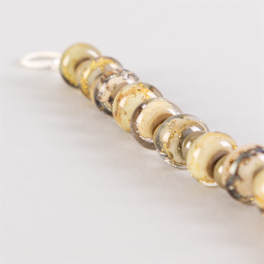 Bracelet en billes de verre faites main, avec feuilles d'argent Bracelet en billes de verre faites main, avec feuilles d'argent
