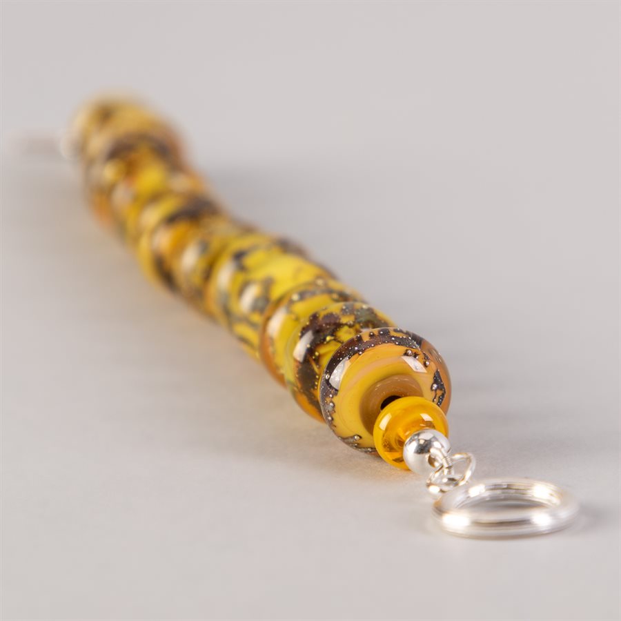 Bracelet en billes de verre faites main, avec feuilles d'argent Bracelet en billes de verre faites main, avec feuilles d'argent