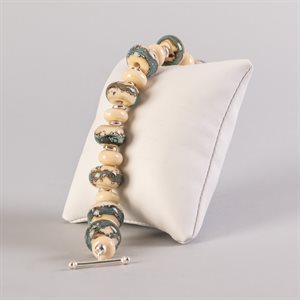 Bracelet en billes de verre faites main, avec feuilles d'argent