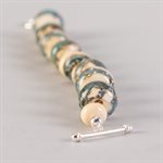 Bracelet en billes de verre faites main, avec feuilles d'argent