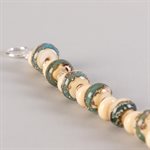 Bracelet en billes de verre faites main, avec feuilles d'argent