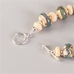 Bracelet en billes de verre faites main, avec feuilles d'argent