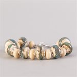 Bracelet en billes de verre faites main, avec feuilles d'argent