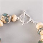 Bracelet en billes de verre faites main, avec feuilles d'argent