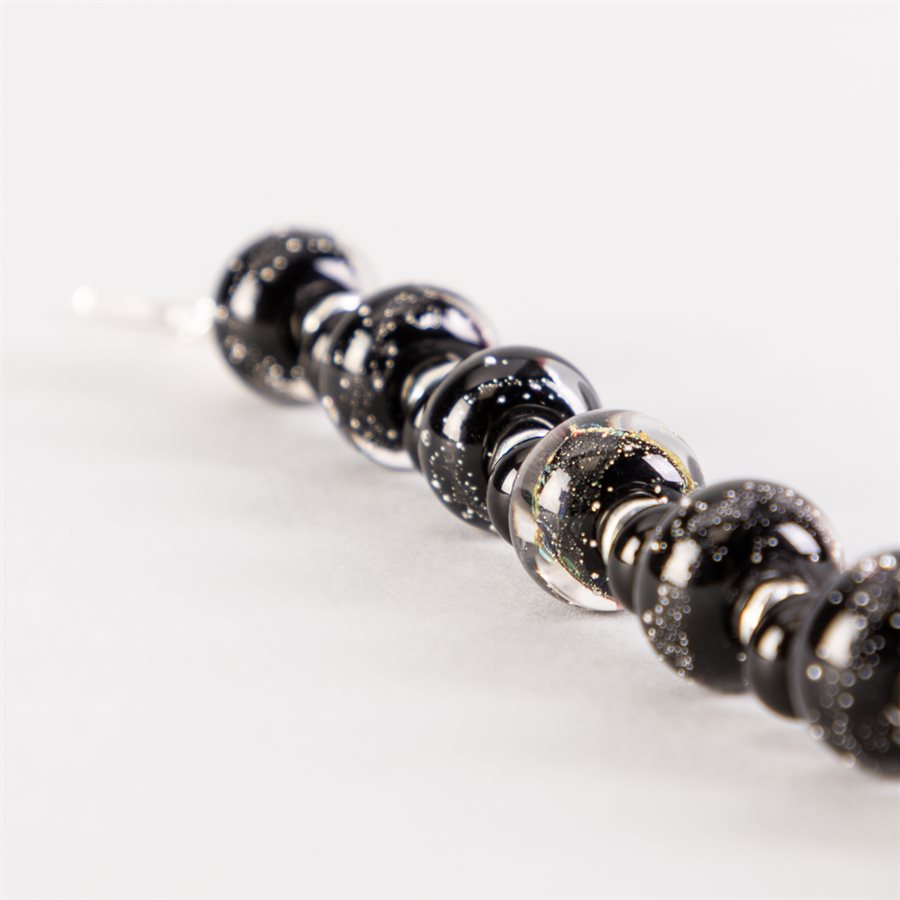 Bracelet en billes de verre faites main, avec feuilles d'argent Bracelet en billes de verre faites main, avec feuilles d'argent