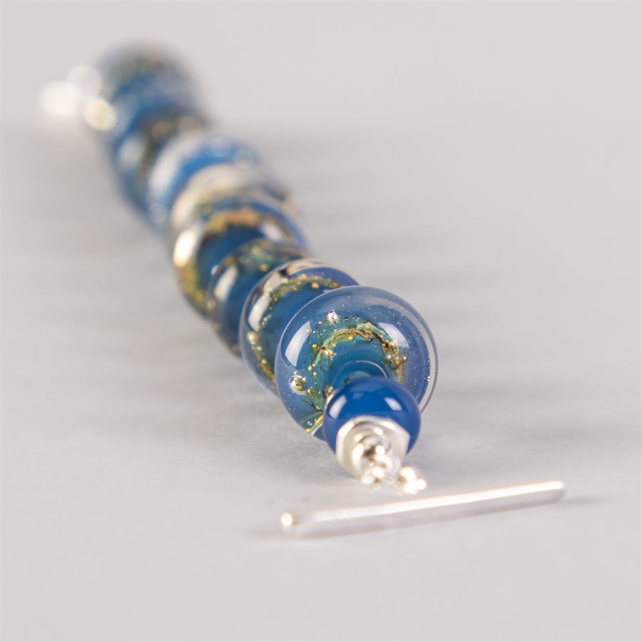 Bracelet en billes de verre faites main, avec feuilles d'argent Bracelet en billes de verre faites main, avec feuilles d'argent