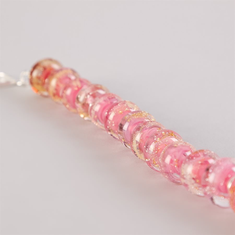 Bracelet en billes de verre faites main, avec feuilles d'argent Bracelet en billes de verre faites main, avec feuilles d'argent